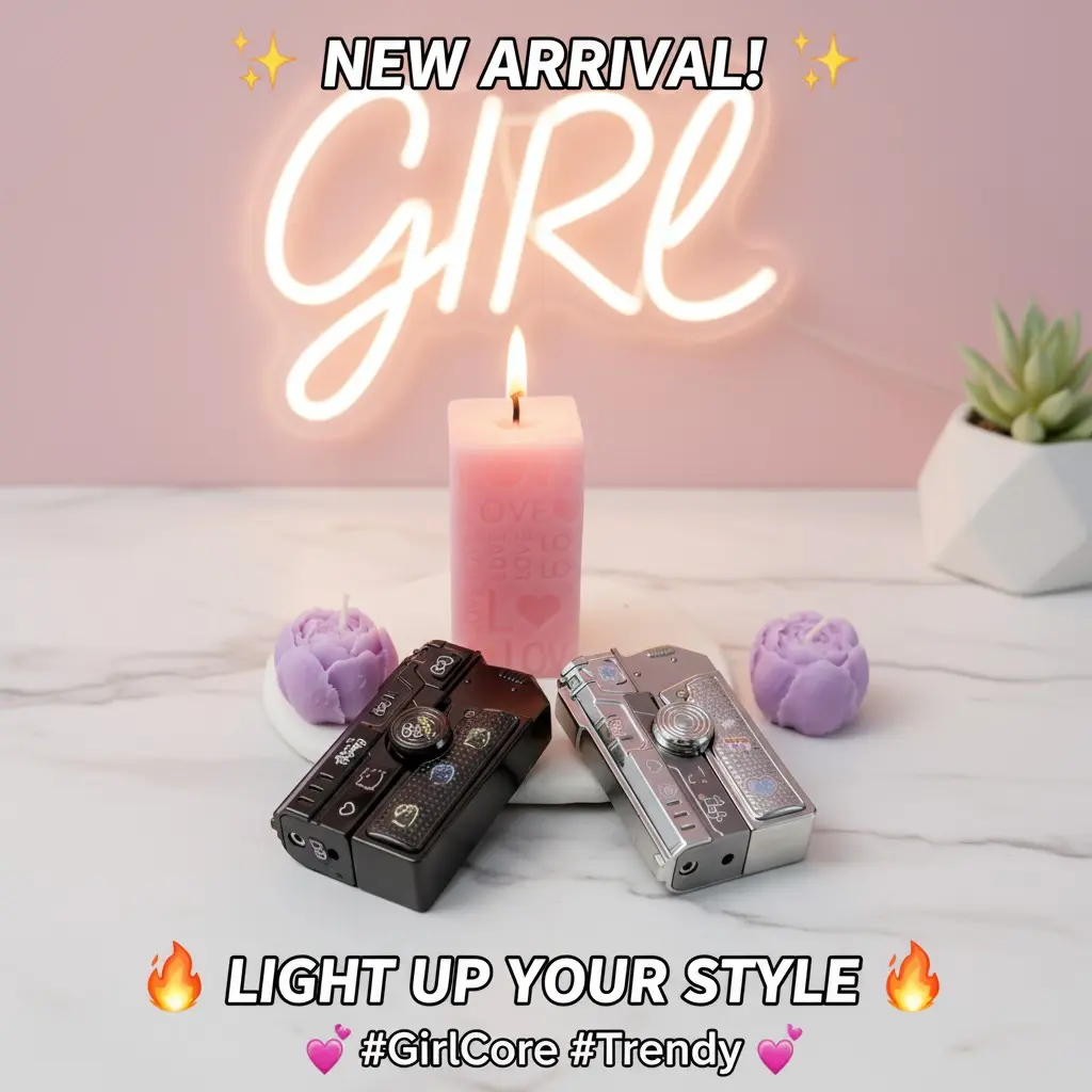No-Gas Adjustable Compact Fold Metal & ABS Candle Lighter - Spinning Top Design, Durable Home Decor Accessory, Creative Birthday/Anniversary Gift for Girlfriend, Outdoor & Home Ignition Use, Birthday Gift Ideas Intelligent windproof