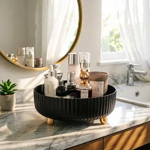 Rotating Cosmetic Tray for Countertop, 360° Spinning Perfume Display Stand - Multifunctional Vanity Organizer for Makeup, Jewelry & Skincare, Bathroom Kitchen Storage