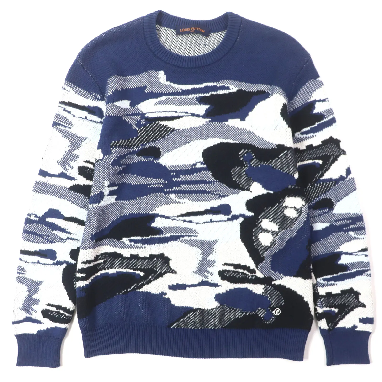 Pre-owned Louis Vuitton Cotton Small Leather Goods Camo pique jacquard Knit Sweater
