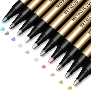 10 10 Markers, Metallic Color Markers Set of 10 Vibrant Colors for Art and Craft Projects