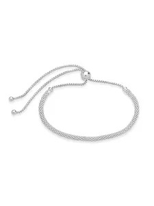 Sterling Forever Sterling Silver Mesh Slider Bracelet – 14K Gold Plated Adjustable Bolo Bracelet for Women – Elegant 3mm Wide Mesh Bracelet with Adjustable Fit.