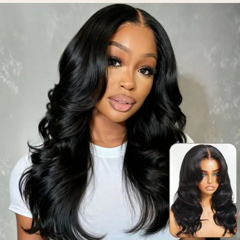 UNice Women's Human Hair Wave Wig - 7x5 HD Lace Closure, Glueless, Bye-Bye Knots Body Wave, Feathered Face-Framing C-Shape Layers, Invisible Drawstring, Heat Resistant, Beginner-Friendly Wigs,sohochic