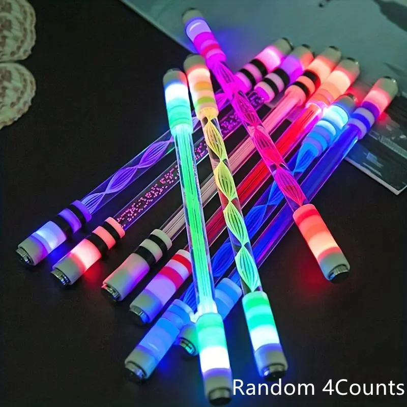 Creative 0.5mm Spinning Pen, 4pcs Stress Relief Rotating Gel Pen, Stylish Dual Use Gel Pen, Smooth Writing Pen for Student, Stationery Supplies, Valentine's Day Gift, Interactive Fun Pen