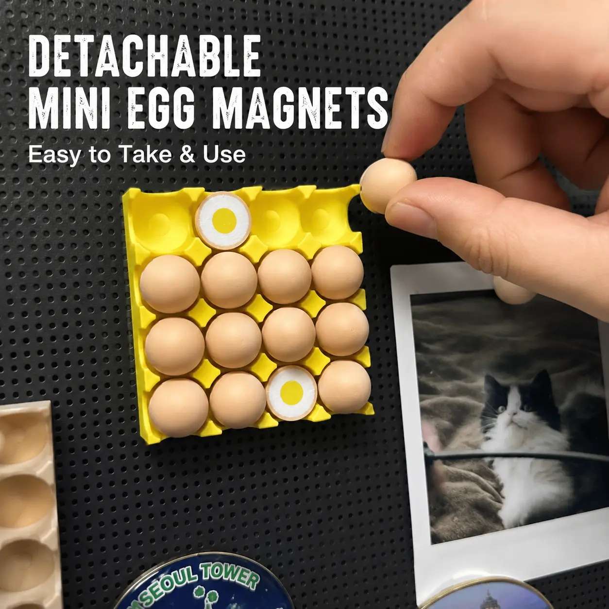 Self-Adhesive Egg Shaped Magnetic Fridge Holder, Decorative Photo Magnet for Instant Pictures & Handwritten Memos, Convenient Multipurpose Furnishing Accessory for Indoor Kitchen Refrigerator Layout