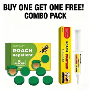 Buy 1 Get FREE! MoonSpry Roach Repellent + MaxTrap Cockroach Trap Killer Gel, Dual-Effect Cockroach Exterminator for Home & Kitchen Floors