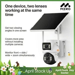 [2026 New] MIRO BP9 4G LTE Solar Security Cameras  – No WiFi Needed, Built-in SIM Card Only (Not Compatible with Other Carriers), Dual Lens PTZ 360°, Motion Alerts, Night Vision, Remote App Monitoring
