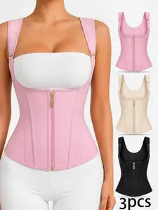 Front-Zip Waist Trainer Corset, Adjustable Strap Waist Sculpting Shaper, Tummy Control Compression Cincher for Hourglass Figure Shapewear Fit