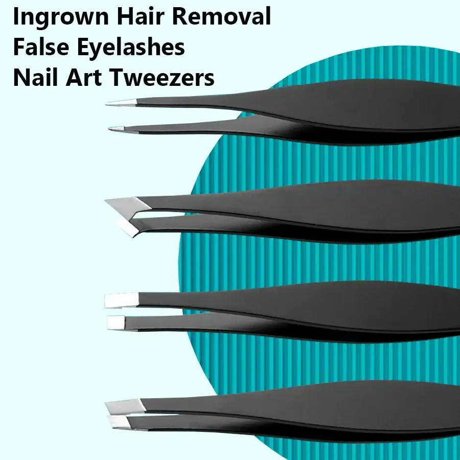 Precision Stainless Steel Tweezers for Eyebrow Shaping and Ingrown Hair Removal, Comfortable Grip, Nail Art Tool