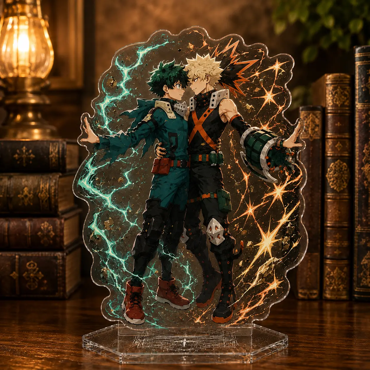 MHA Deku x Dynamite Acrylic Bookend - Home Decor Statue, Bookshelf Display Accessory, Book Lover Gift