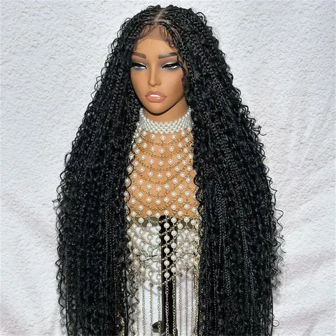 [Fall & Winter Pick] Wiggins 36 Inch Box Braided Wigs Pre Cut 13x4 Lace Front Wig Synthetic Long Braided Wig Synthetic Braided Wigs With Boho Curly Ends #Sohochic