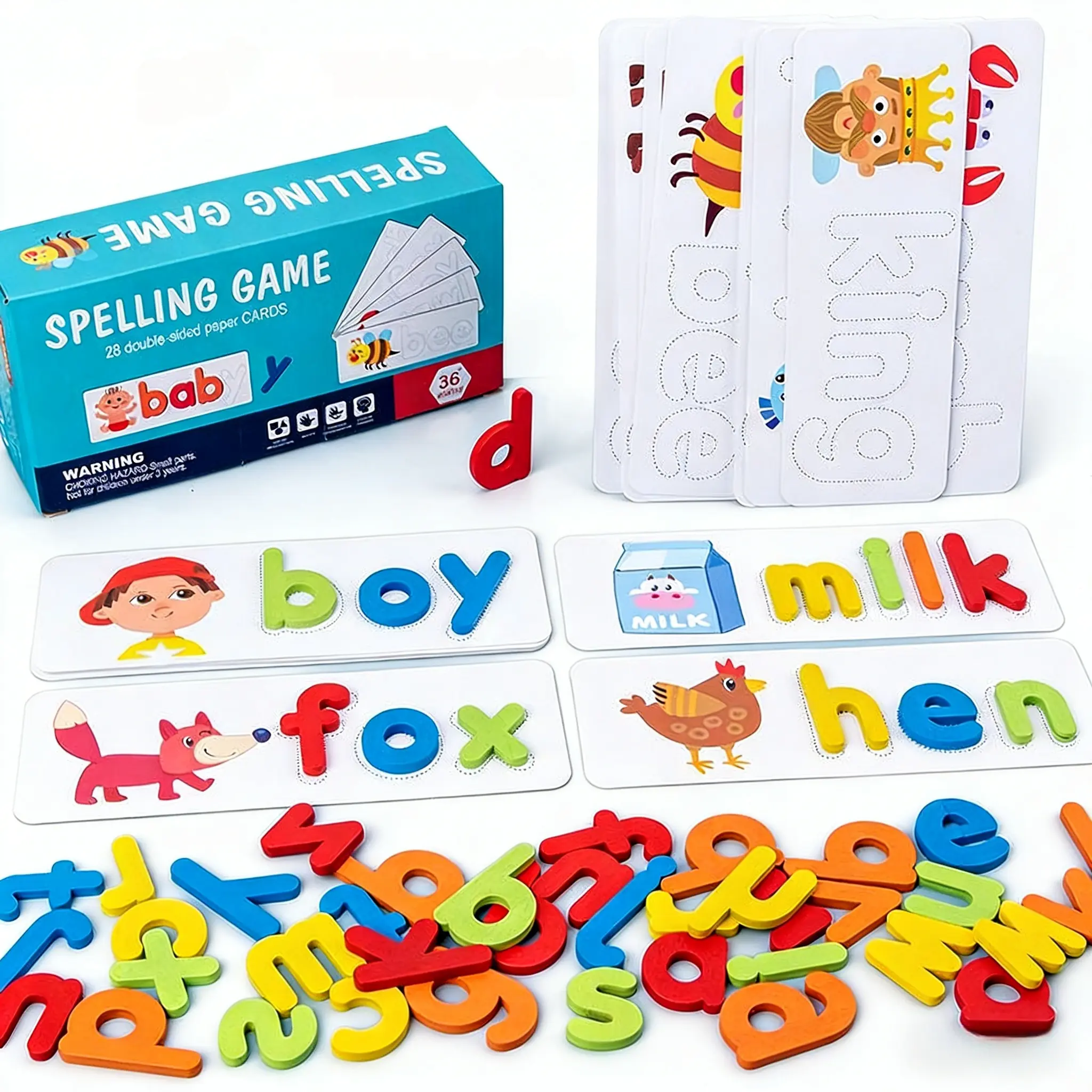 Wooden ABC Letter Matching Jigsaw Puzzle Toy - Vibrant Montessori Puzzles Gift for Beginner Toddlers, Anxiety Fidget Alphabet Spelling Game, Parent-Approved Early Learning Educational Blocks, Perfect Gift