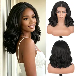 SummerVibes Short Wave Synthetic Wig 13X6 Lace Front Wig Pre Plucked Body Wave for Women Daily Use