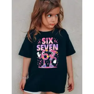 67 Robot Cartoon Print Kids' Cotton Crew Neck Top, School Clothing for Boys, Cute T-Shirt & Sweatshirt summerwins