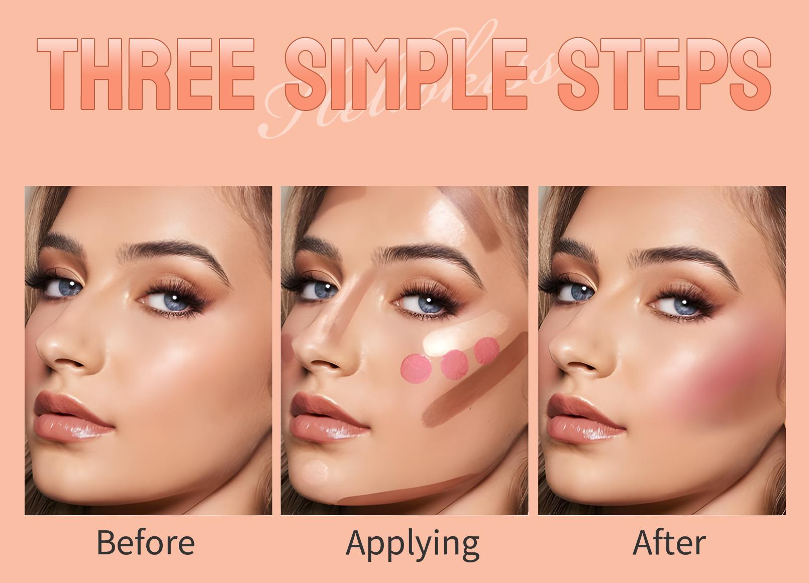 HelloKiss 3PC Contour Stick Set - Highlight, Contour, Blush All-In-One for Latinx Beauty - Long-Lasting Glow, Creamy Formula, Easy to Use, Travel-Friendly Makeup Kit - Blend