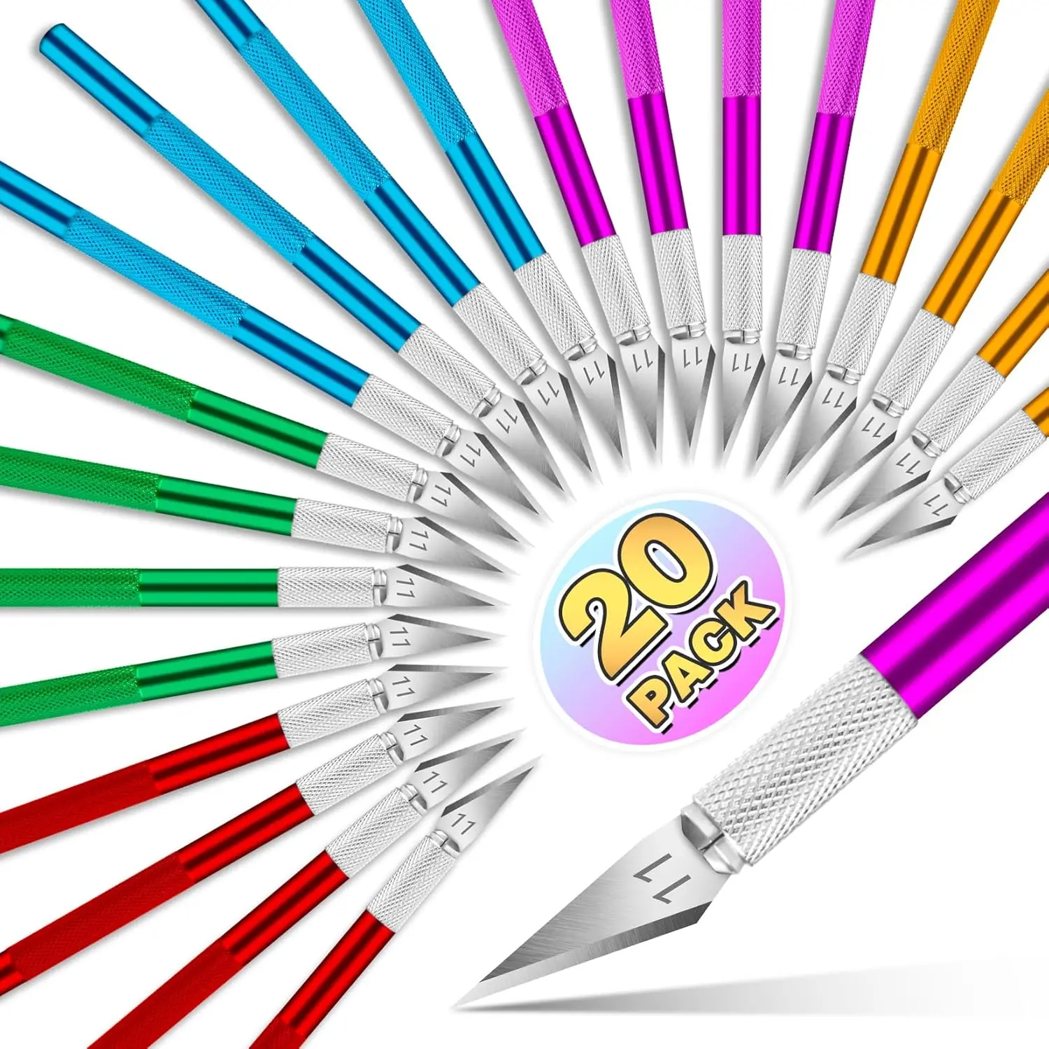 Office Cutting Supplies 20-Pack Precision Craft Knives Set - Portable, Shop Tool with Extra Blades for Crafting, DIY Projects, Portable Knives, Shop Knives