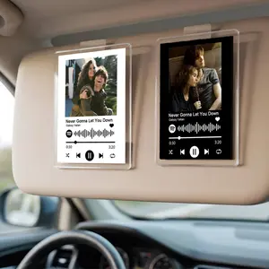 Custom Song-Playing Acrylic Car Picture Clip, Personalized Music Player Photo Frame, Aesthetic Girly Car Interior Decoration, Customized Gifts for Couples, Anniversary Gifts for Him (Summervibes)