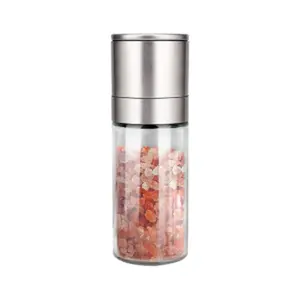 Salt Grinder Pepper Mill, Refillable, Adjustable Coarseness Black Pepper Grinder, Stainless Steel Sea Salt Shaker with Ceramic Rotor(Seasoning not included)