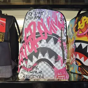 SG Shark Trendy Brand Fashion Graffiti New Large Capacity Trendy Backpack Casual School Bag Travel Unisex Shark Mouth Backpack Unisex Shark Mouth Backpack Photography Equipment Bag Camera Backpack Best Gift Large Capacity Laptop Bag with Tablet Compartmen