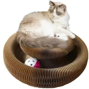 Kitty Kurlz Foldable Cat Accordion Toy with Bell Balls Track Adventure Magic Organ Scratcher Board for Indoor Cats
