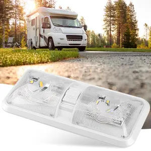 RV LED Lights 1/2 Pack 12V Double Dome Ceiling Fixture with Switch, Interior Lighting for RV Trailer Camper Van Truck Boat fathersdaygift