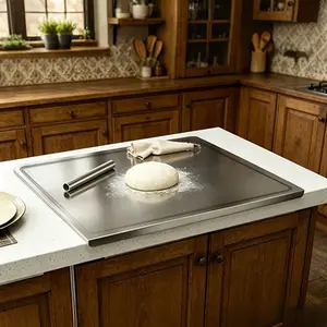 High-Quality Food-Grade 304 Stainless Steel Chopping Cutting Board, Heavy-Duty Thickened, Durable, Juice Groove, Easy to Clean, Kitchen Counter Stable