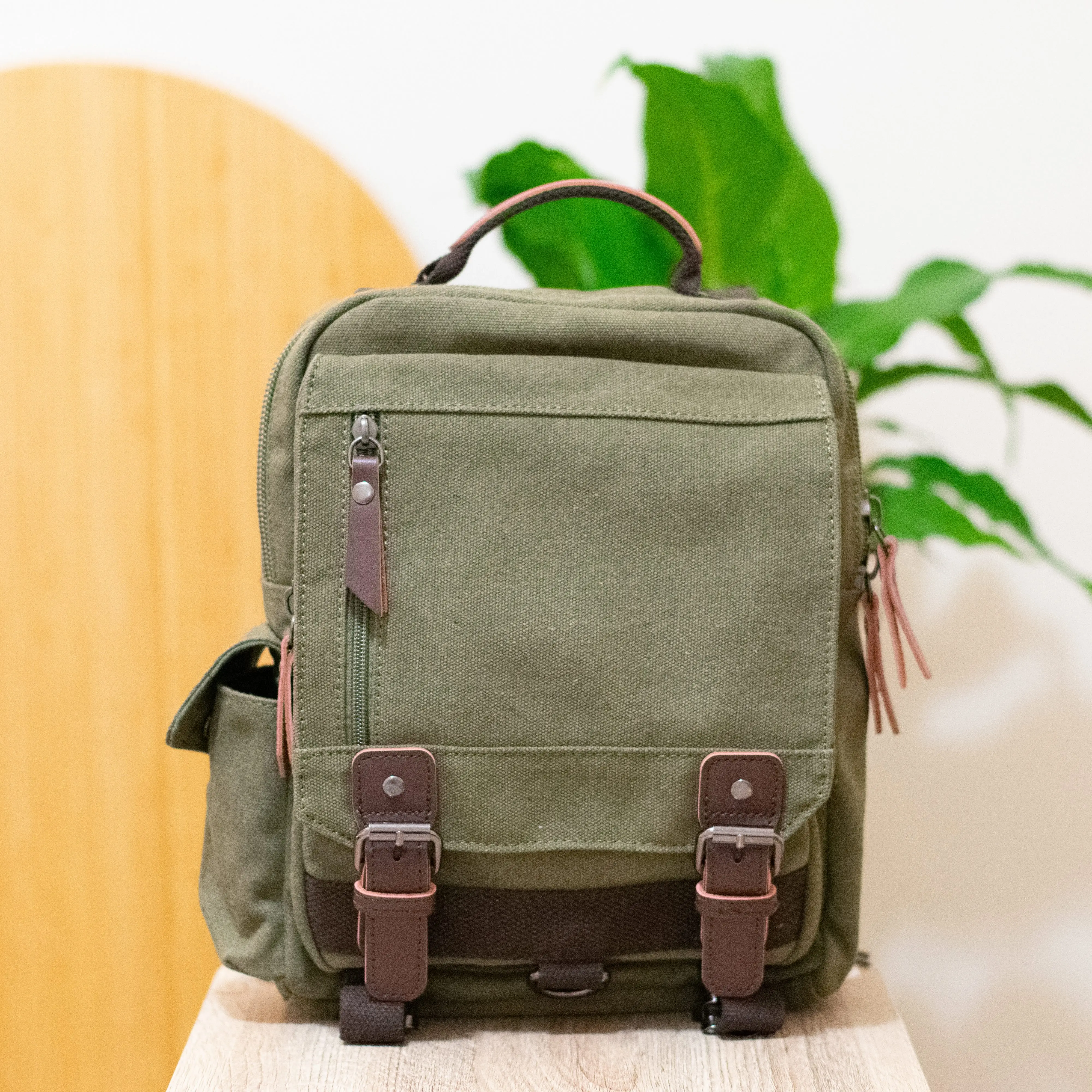 Vintage Rucksack Canvas Convertible Backpack - Rustic, Urban, Crossbody