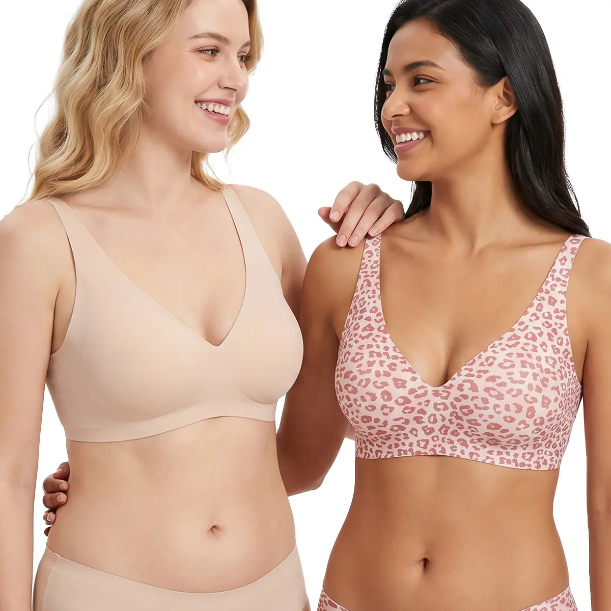 XCVIA Women's Jelly Soft Wireless Bra, Seamless Full Coverage T-Shirt Bra with Soft Pads, Comfortable Everyday Wirefree Bra Bra Detail Essential