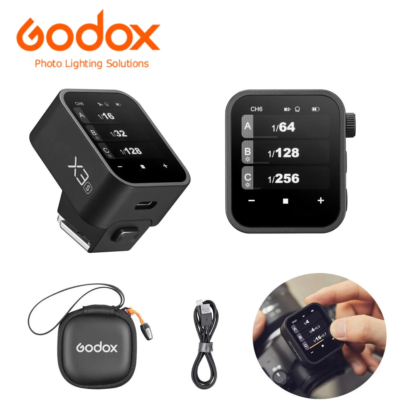 Godox X3-S Touchscreen TTL Wireless Flash Trigger for Sony Cameras - 2.4GHz Wireless, High Speed Sync, 3.7V Rechargeable Lithium Battery, 48g Lightweight, Adjustable Brightness OLED Screen, Buzz-Enabled Camera Tech Accessories, Always Ready, Touch Sensor