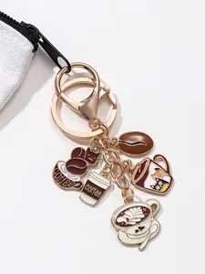 Stylish Coffee-Themed Keychain with Dripping Design, Car Bag Charm, Cat-Theme Pendant, Gift for Coffee Lovers, Friends & Family, Coffee Accessories, Coffee Themed Keychains, Cute Keychain