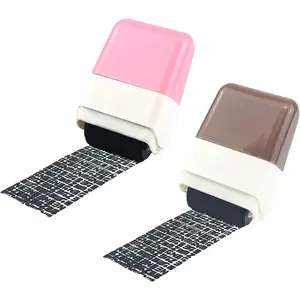 2Pcs Identity Protection Wide Rolling Roller Stamps for Privacy Protection ID Blockout Address Blocker Pink and Coffee