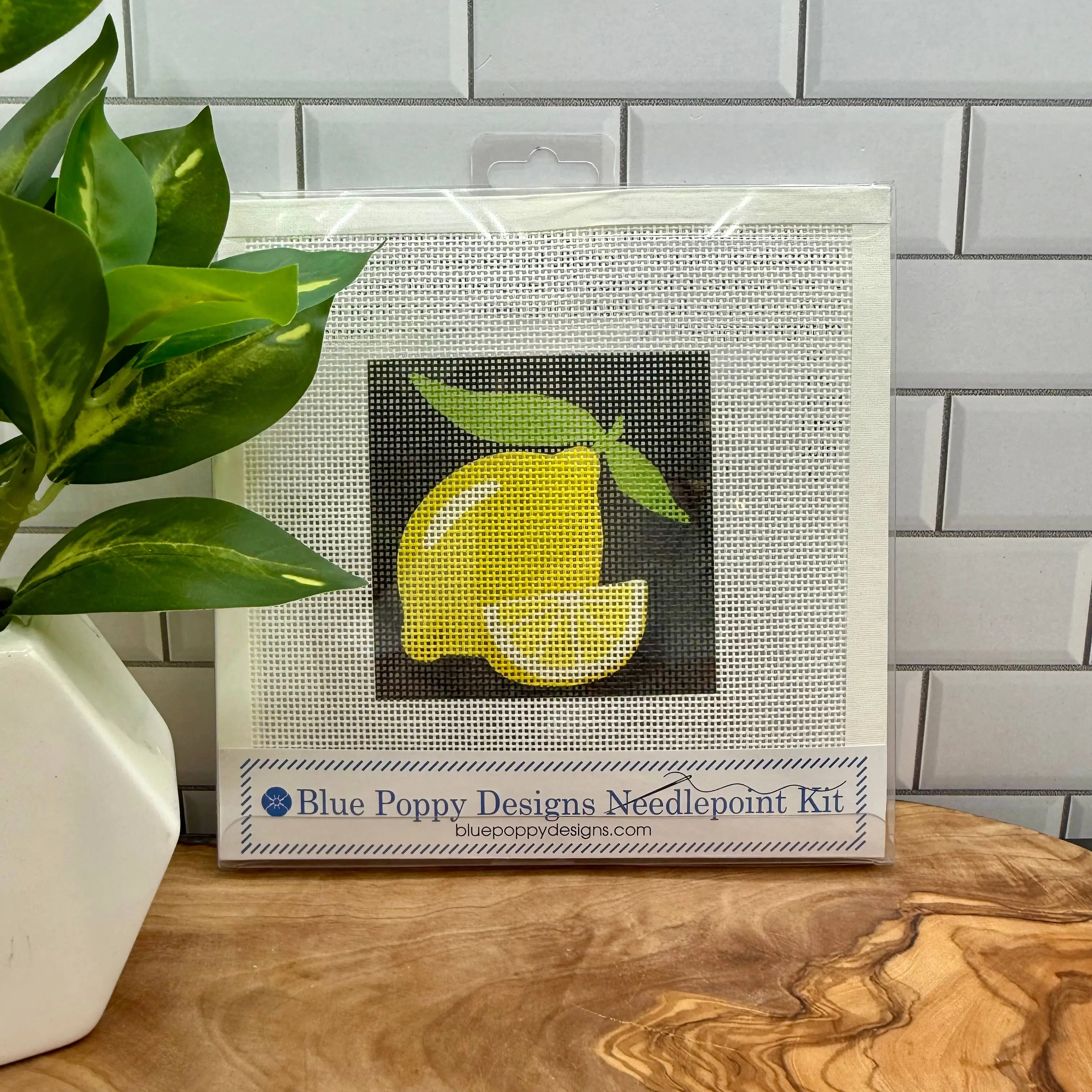Lemons on Black Needlepoint Design