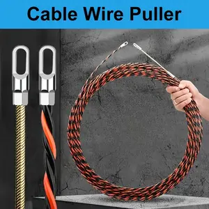 Electrician's Wire Puller Tool, Made Of Steel, Features Non-braided Construction with Durable Metal Connectors. The Flexible Material Allows for Easy Insertion And Extraction Of Cables.