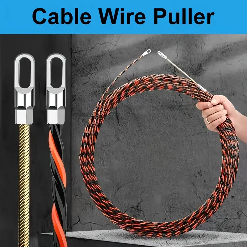 Steel Electrician's Wire Puller Tool - Non-Braided Construction, Durable Metal Connectors, Flexible Cable Insertion and Extraction for Home Use Supplies summerwins