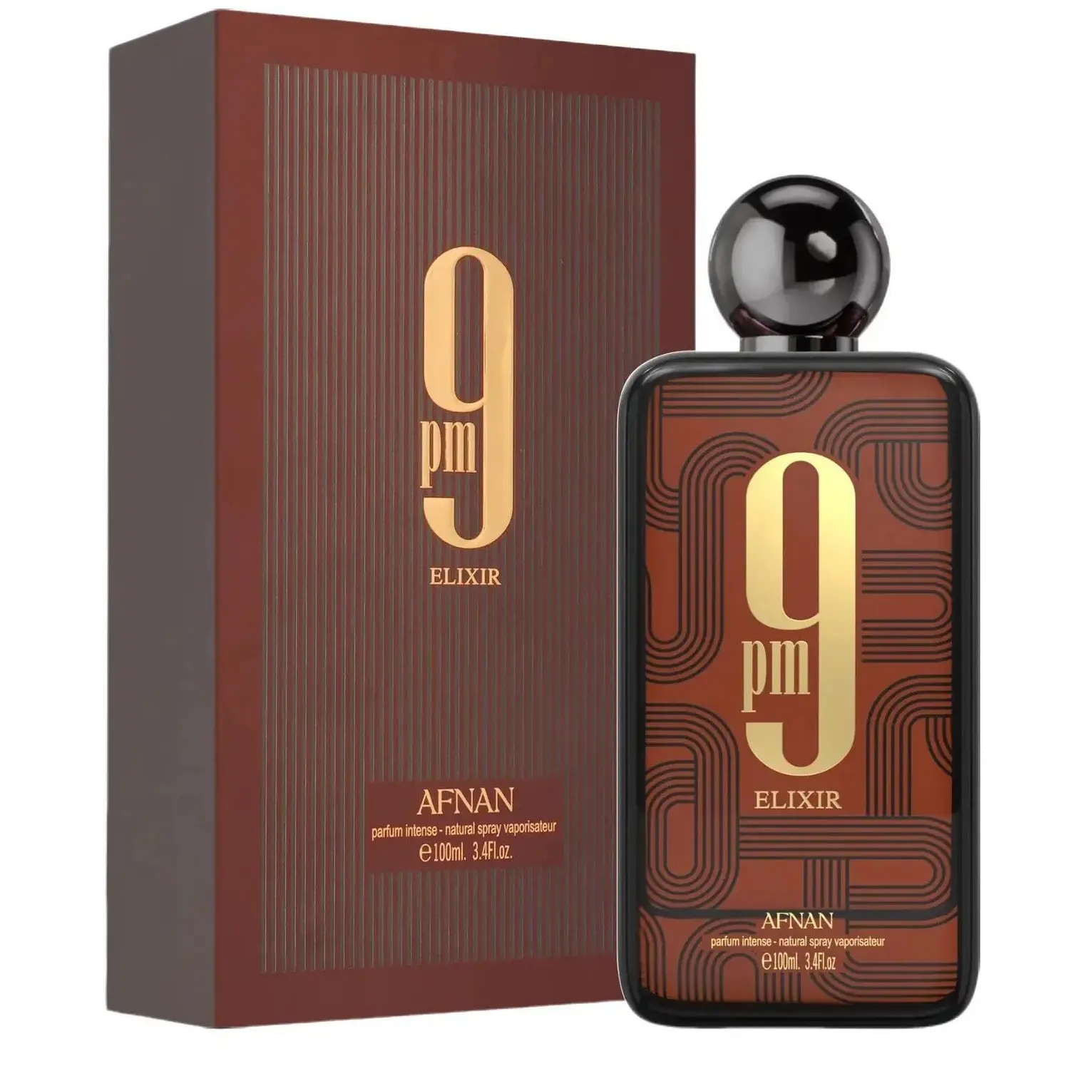 Afnan 9 Pm Elixir for Unisex Extrait de Parfum Spray, 3.4 Ounce