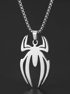 Stainless Steel Spider Pendant Necklace, Polished Finish, Casual Fashion Hip-Hop Style, Halloween Decoration, Outdoor Party Jewelry, All Seasons Wear