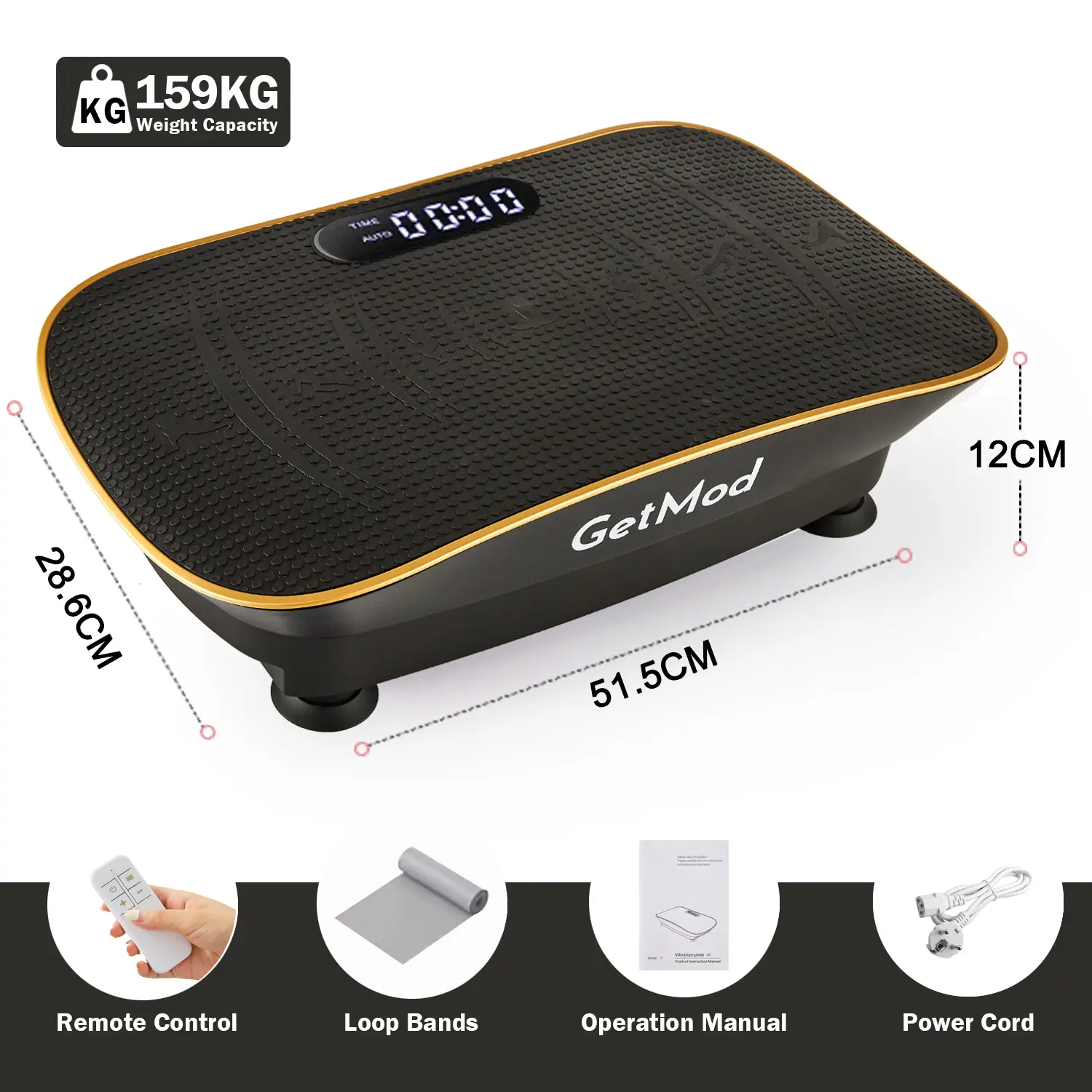 GetMod Pro Vibration Plate Exercise Machine - Vibration Plates for Home Full Body Training, Wellness & Strength, Built-In Bluetooth Speaker