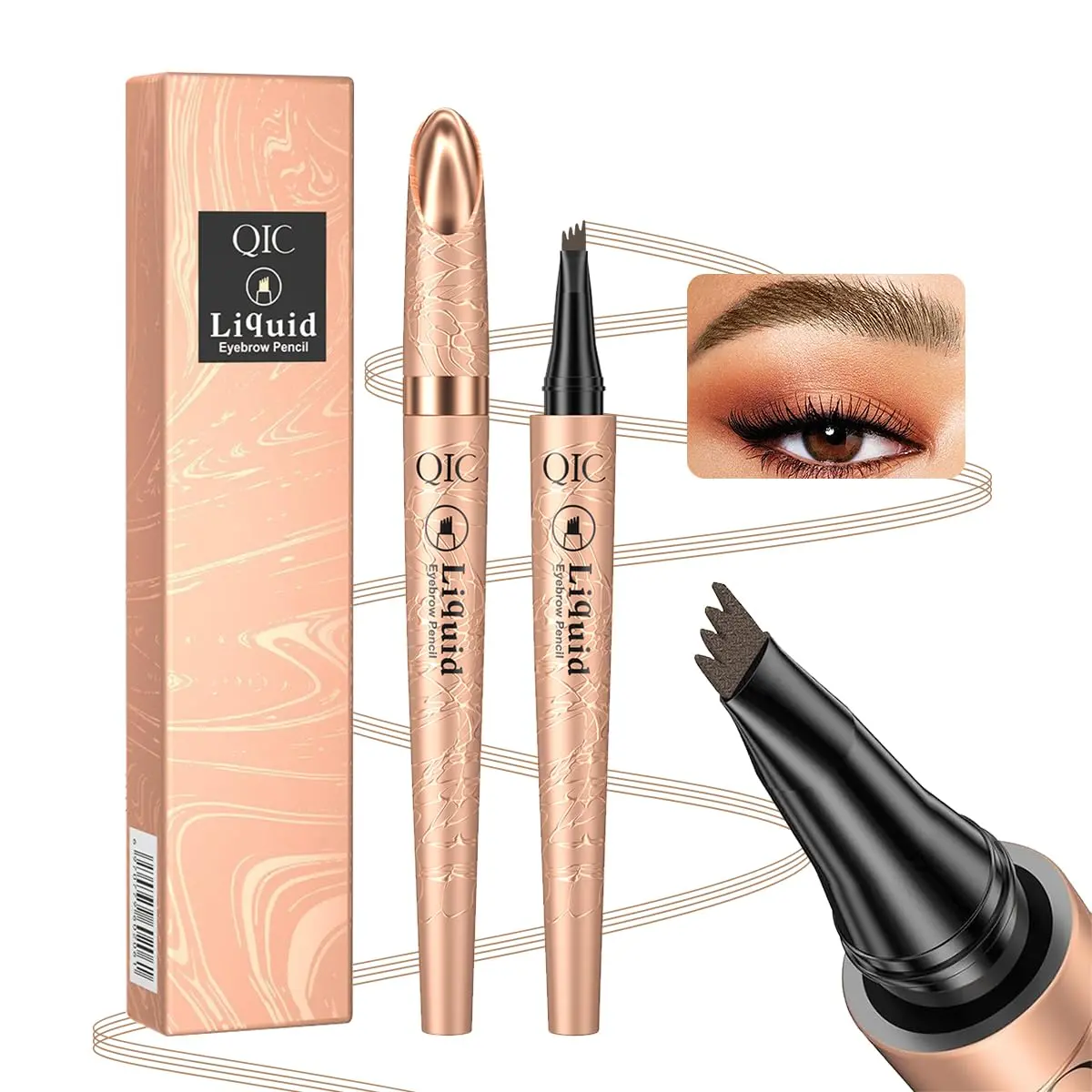 Eyebrow Pencil,Light Brown 4-Point Micro-Fork Tip Eyebrow Pen,Smudge-Proof Portable Microblading Eyebrow Pencil,Eye Makeup Long-Lasting Waterproof To Create Exquisite Eyebrow Hair for Women eyebrowpen