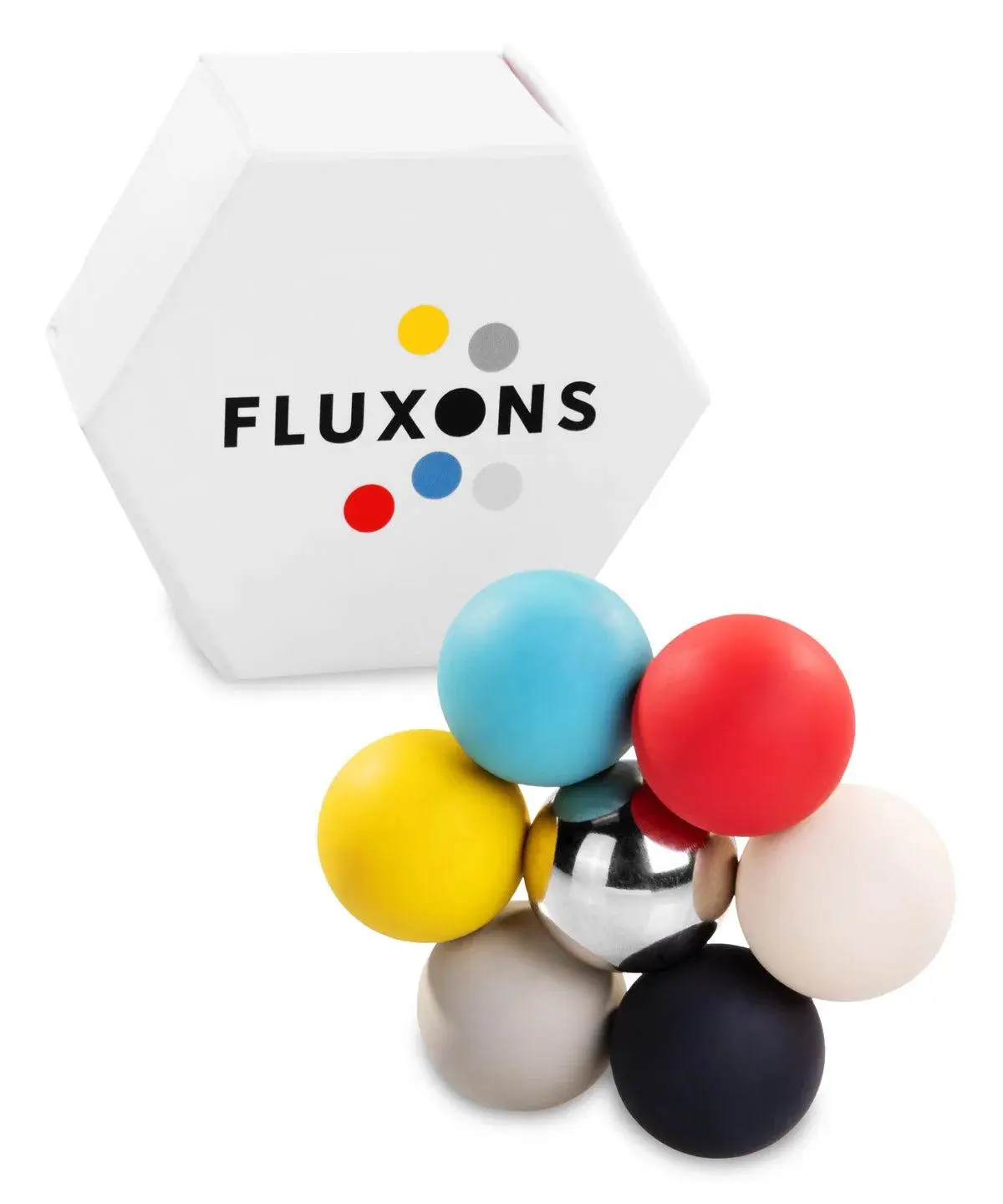 Fluxons Magnetic Fidget Toy for Anxiety Relief - Seven Sensory Spheres with Powerful Magnet & Soft Colorful Metal Balls for Creative Play