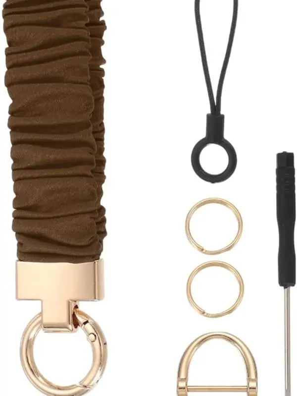 Unisex Halloween Fall Gift D-Ring Stretchy Keychain Wristlet - Scrunchie Elastic Lanyard Wrist Bracelet for Car Keys