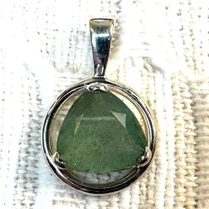 Sterling Silver Natural Green Aventurine Trilliant Cut Pendant