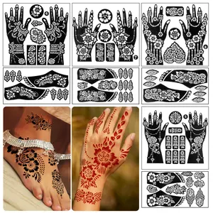 Muslim Style Tattoo Templates, Large Size, Compatible with Juice Henna Paste, Nail Art, Casual Design, 8 Pieces, No Ca Prop 65 Warning, Henna Stencil, DIY Tattoos, Temporary Tattoos