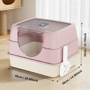 Galaxy Enclosed Pink Cat Litter Box - Mess-Free Design, Sealed Odor & Litter Tracking Prevention, Stable Durable Build, Ideal for Pet Families Worldwide, Mess-Free Litter Boxes