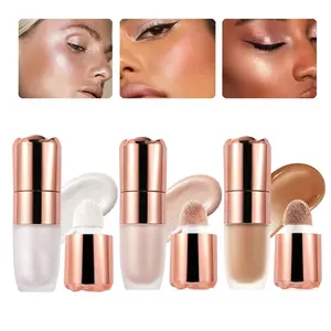 3 Pcs Multi-Use Liquid Highlighter & Contour Set, Glow Booster and Highlighter, Liquid Bronzer, Smooth Cream Formula and Non-greasy Finish, Long Lasting Illuminator Highlighter Face Enhancing Makeup Hydrate Kit makeup bundle box
