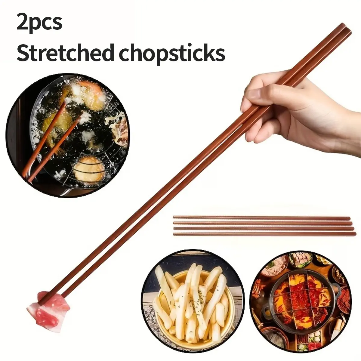 2-Piece Extended Wooden Chopsticks Holder, Durable Heat-Resistant Kitchen Tool, Kitchenware, Utensils, Tableware, Ideal for Noodles, BBQ, Hot Pot, Frying Foods