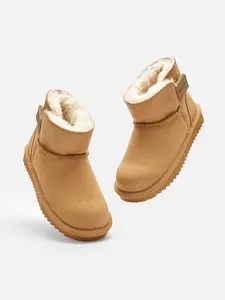 Balabala Kids Winter Snow Boots Warm Fleece-Lined Waterproof Easy On & Off Short Boots with Anti-Slip Sole & Triple-Layer Insulation