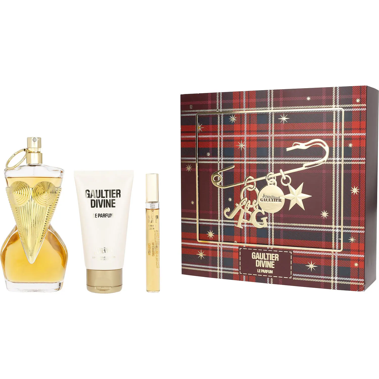 Jean Paul Gaultier Divine Le Parfum Set-Eau De Parfum Intense Refillable Spray 3.4 Oz & Body Lotion 2.5 Oz & Eau De Parfum Intense Spray 0.34 Oz Mini For Women