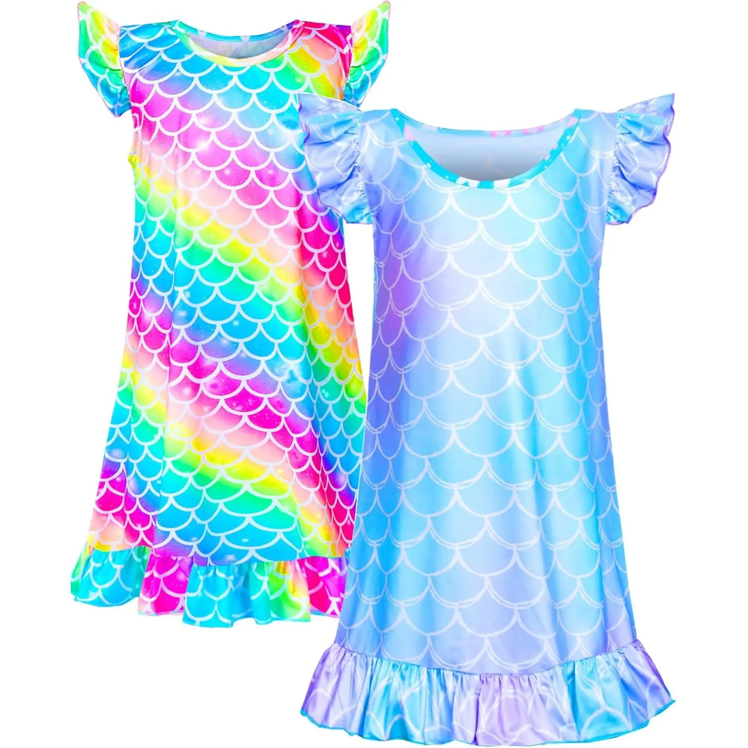 Girls' Soft Nightgown, Princess Unicorn Short Sleeve Pajama Dress, Polyester Sleep Shirt for Kids' Parties & Festivals, Pajama Set, Short Sleeve Tops, Graphic, Pastel Cute Pajamas, Pullovers