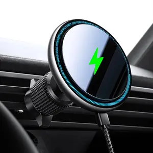 for Magsafe Car Mount Charger【15W PRO】 Magnetic Wireless Car Charger, Air Vent & Dashboard Phone Mount Charger for iPhone 15 14 13 12 11 Pro Max XR XS Plus Mini, Fast Charging, LED Lighting Cellphone Smartphone