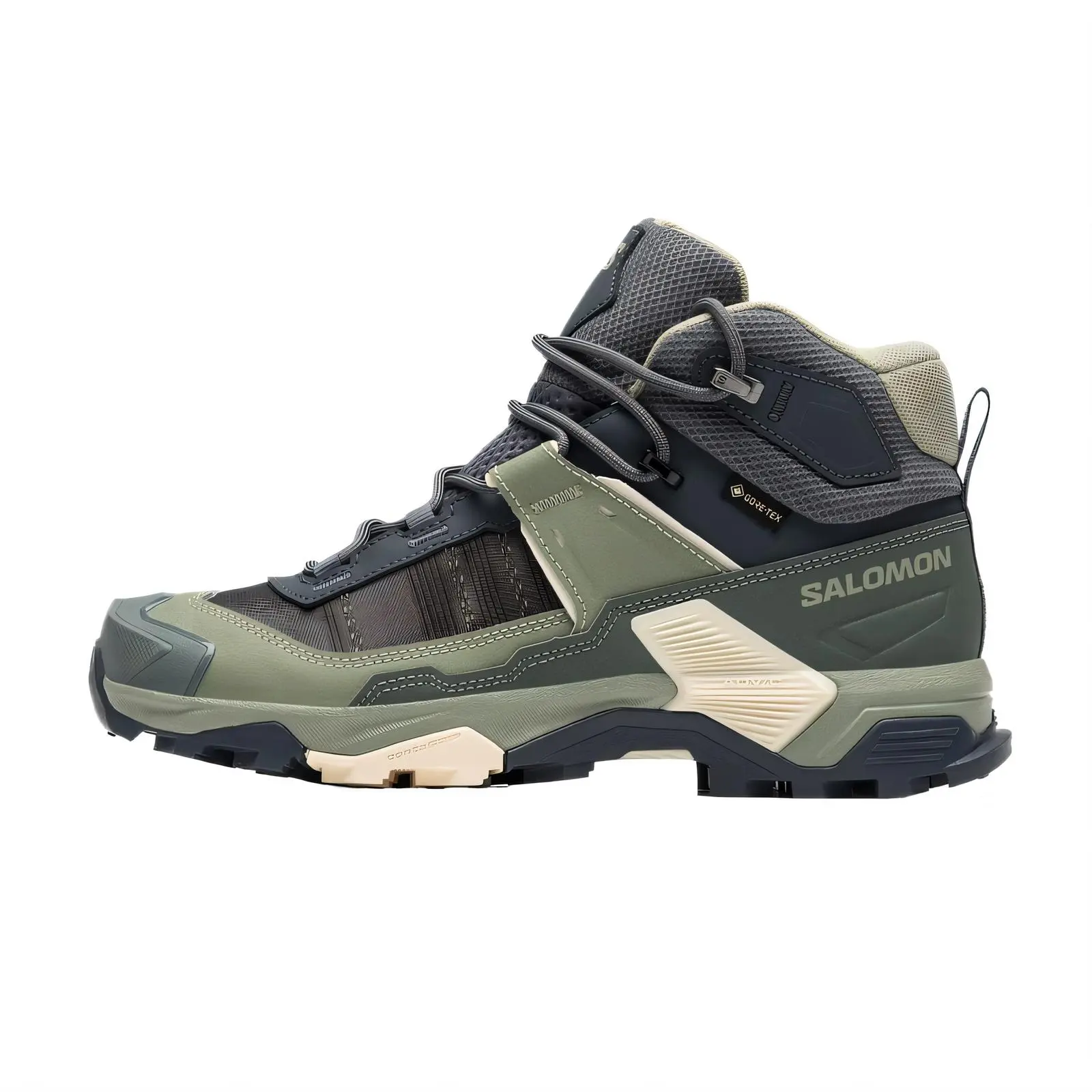 Women's Salomon X Ultra 5 Mid GTX Lace-Up Trail Boots - Waterproof, Breathable Support, House White Casual Hiking Shoes (Maison Mihara Official), Trail Boot