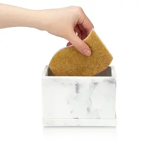 White Marble Pattern Kitchen Sink Caddy with Drain Tray